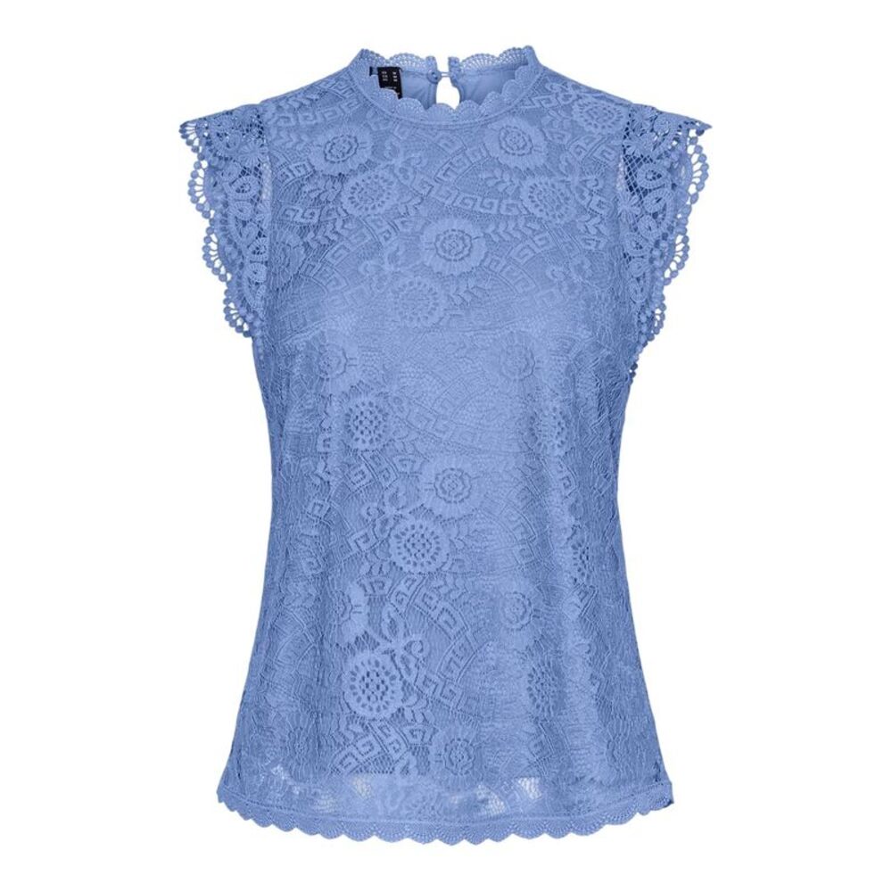 Pieces Womens/Ladies Lace High-Neck Regular Sleeveless Blouse / Hydrangea